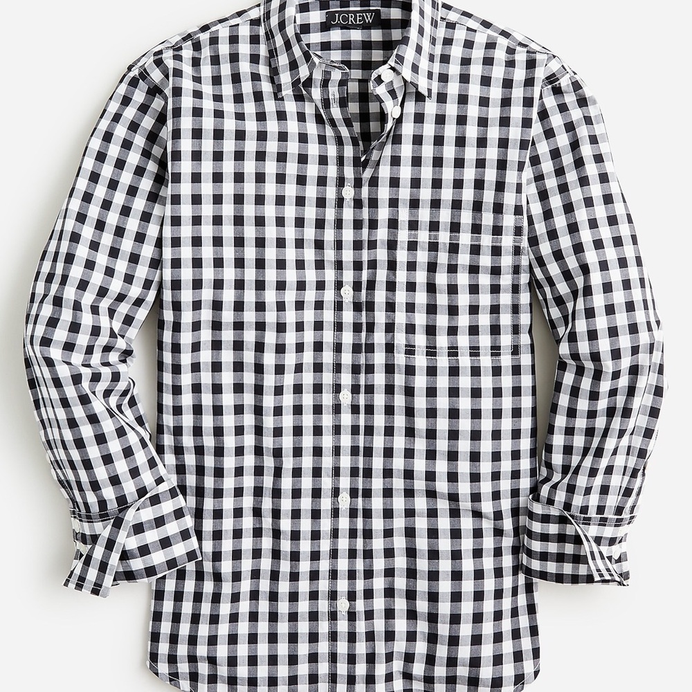 J. Crew Factory Long Sleeve Gingham Women's Blouse Shirt Size L - Picture 3 of 8